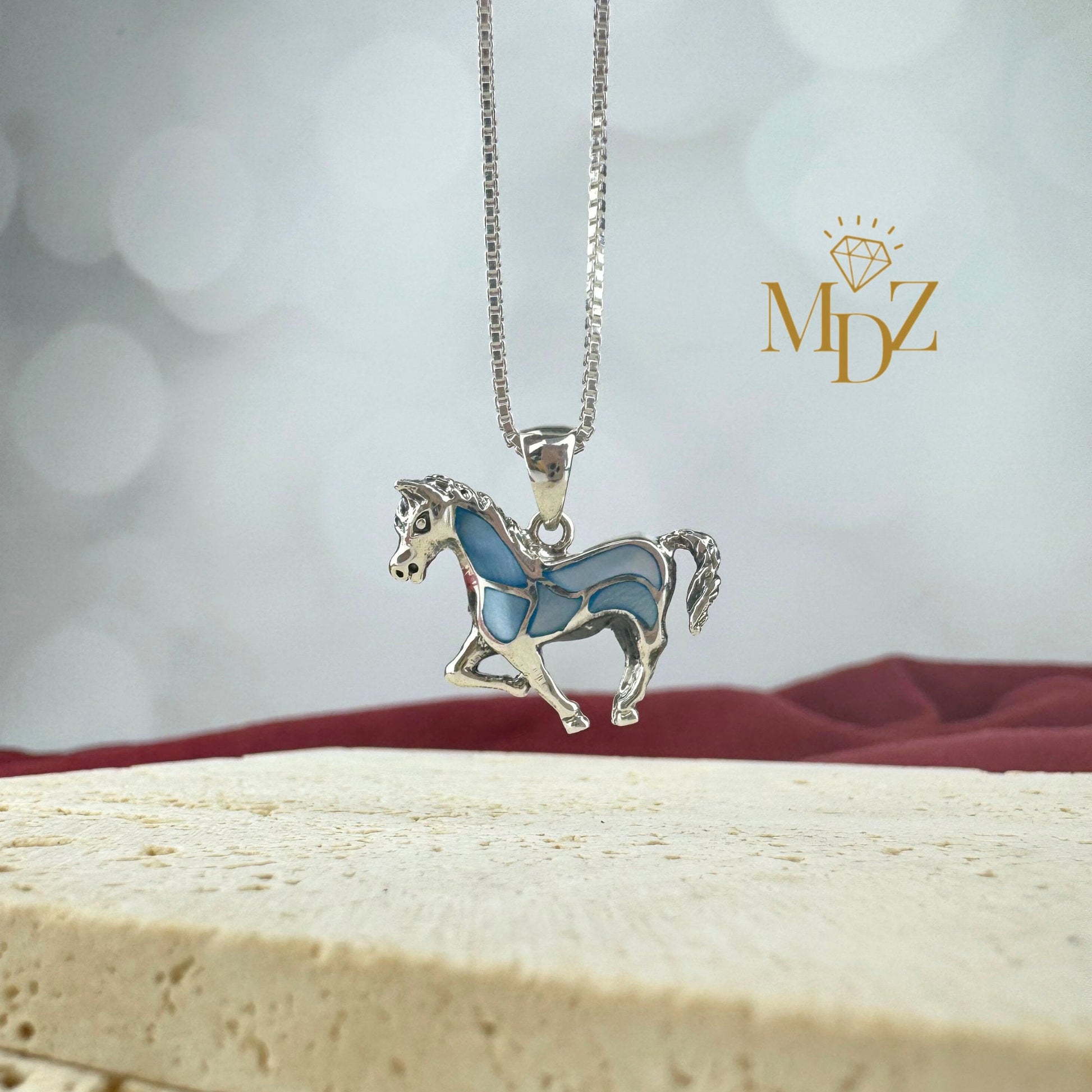 Blue horse necklace