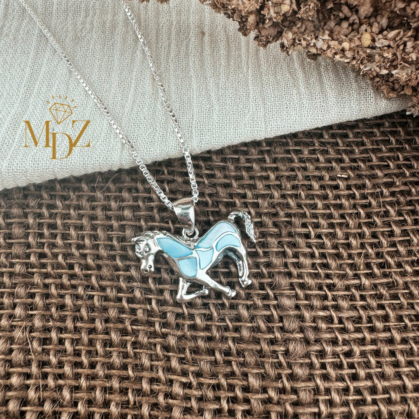 Blue horse necklace