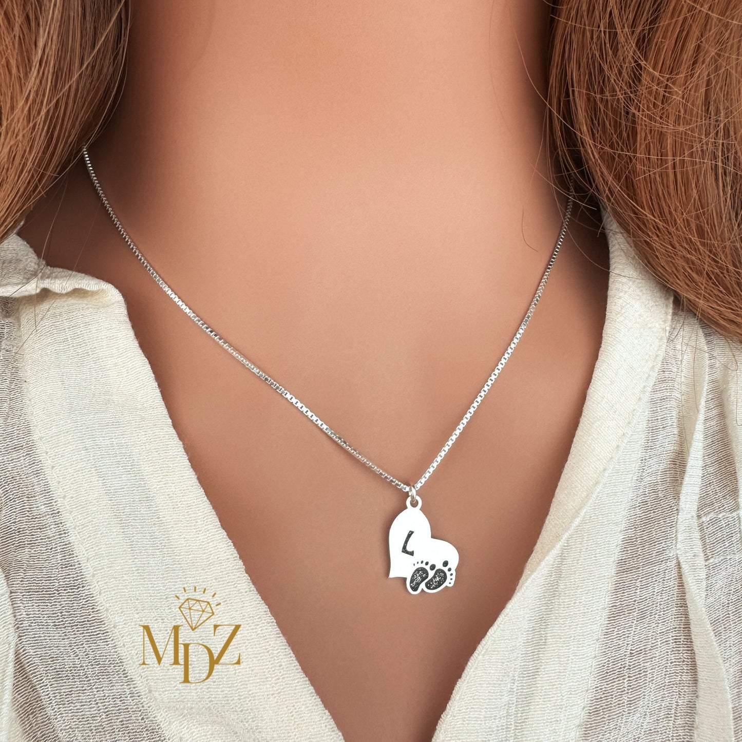 New Mom Necklace with Child Initial