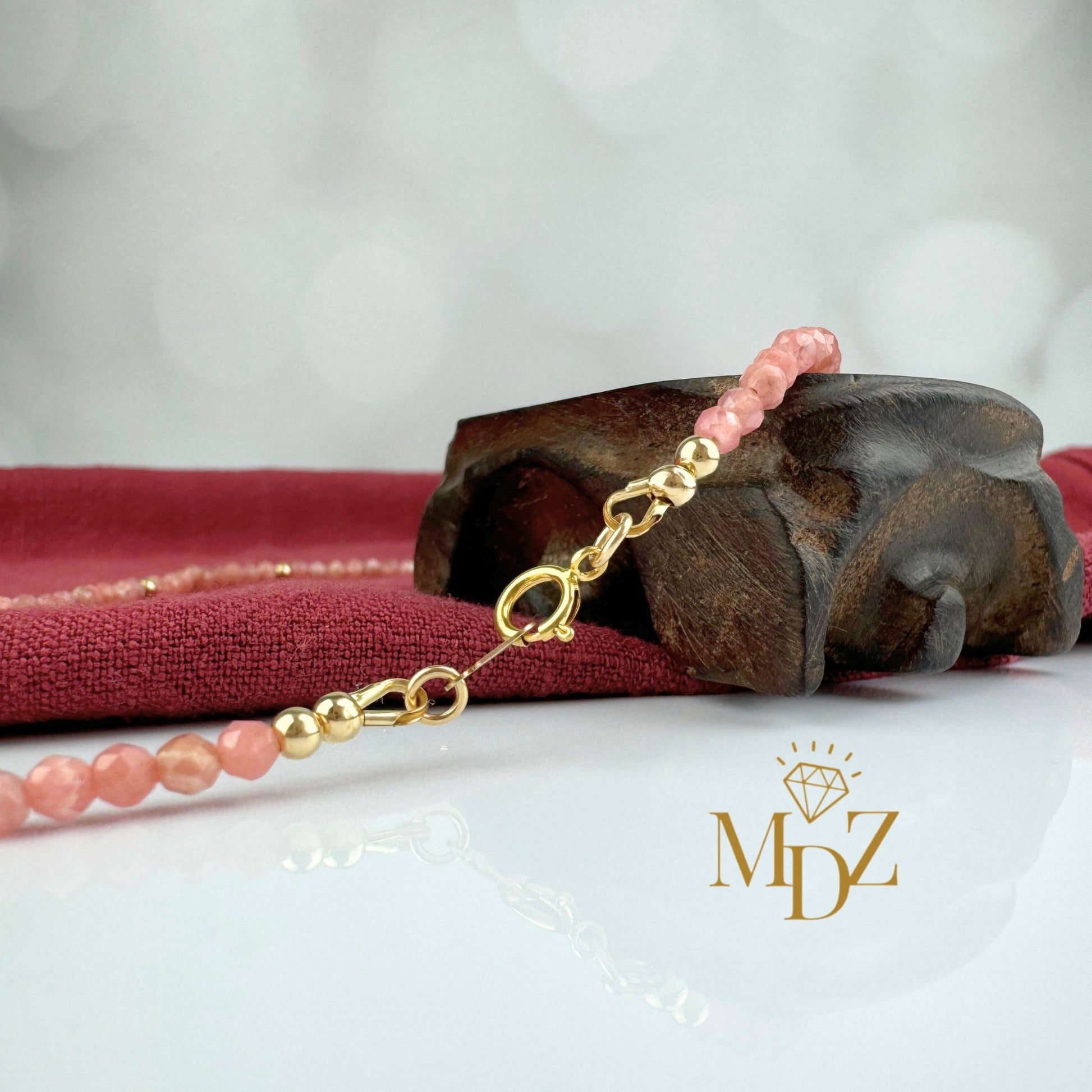 Rhodochrosite Beaded Choker Necklace