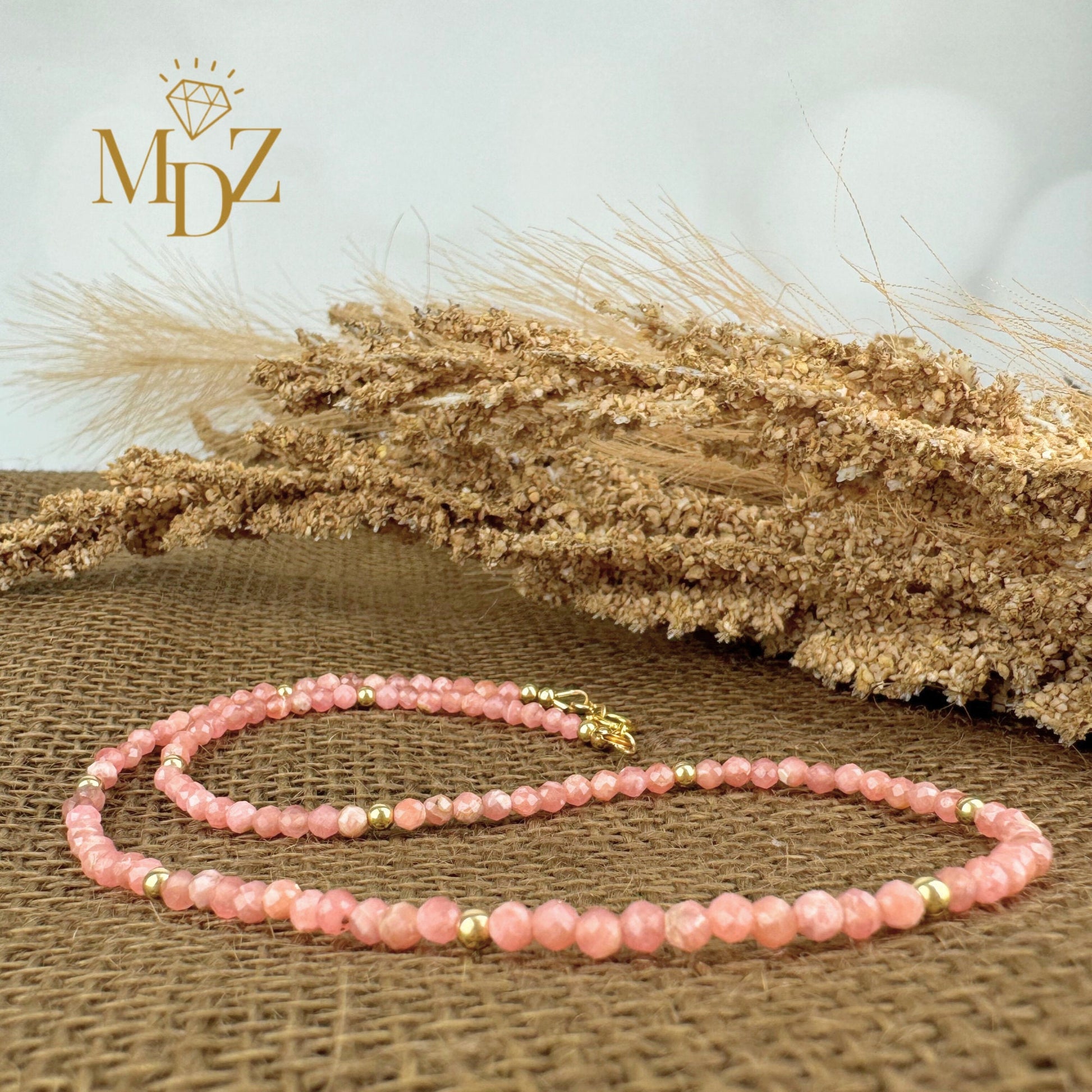 Rhodochrosite Beaded Choker Necklace