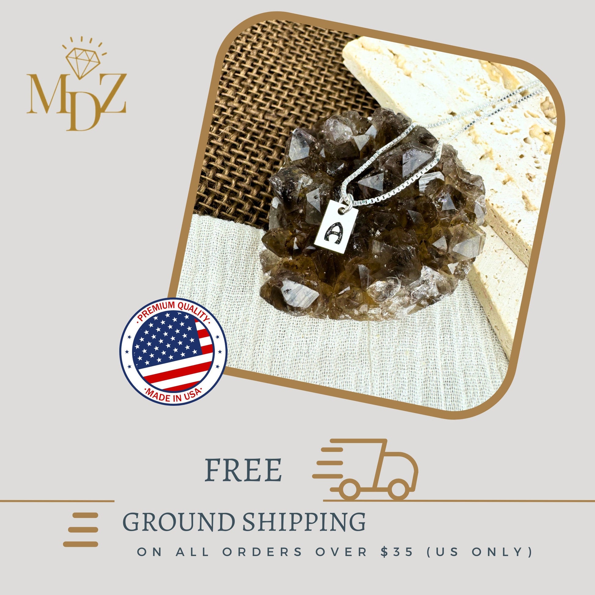 Minimalist Rectangle Initial Necklace