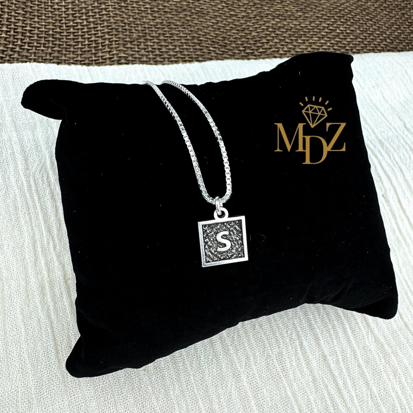 Square Initial Necklace