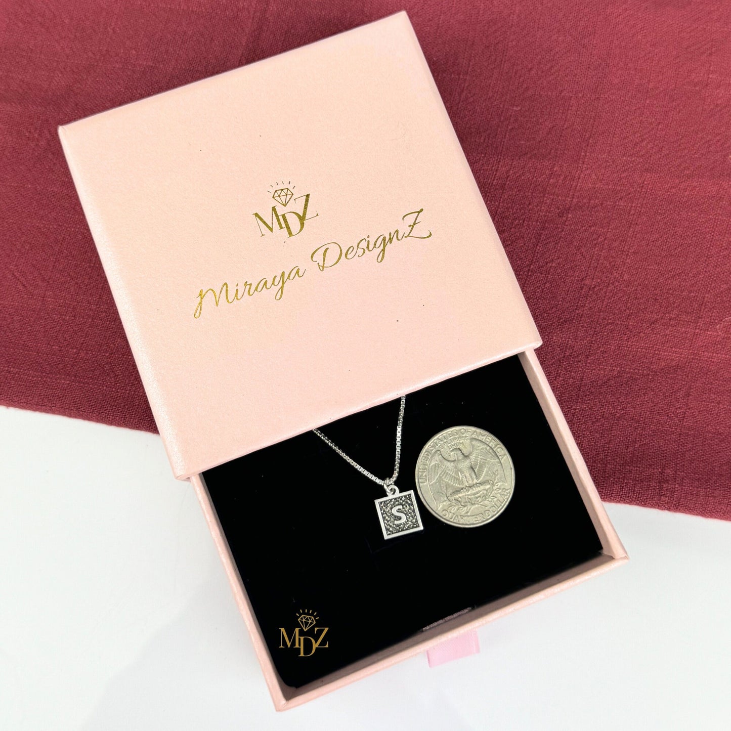 Square Initial Necklace