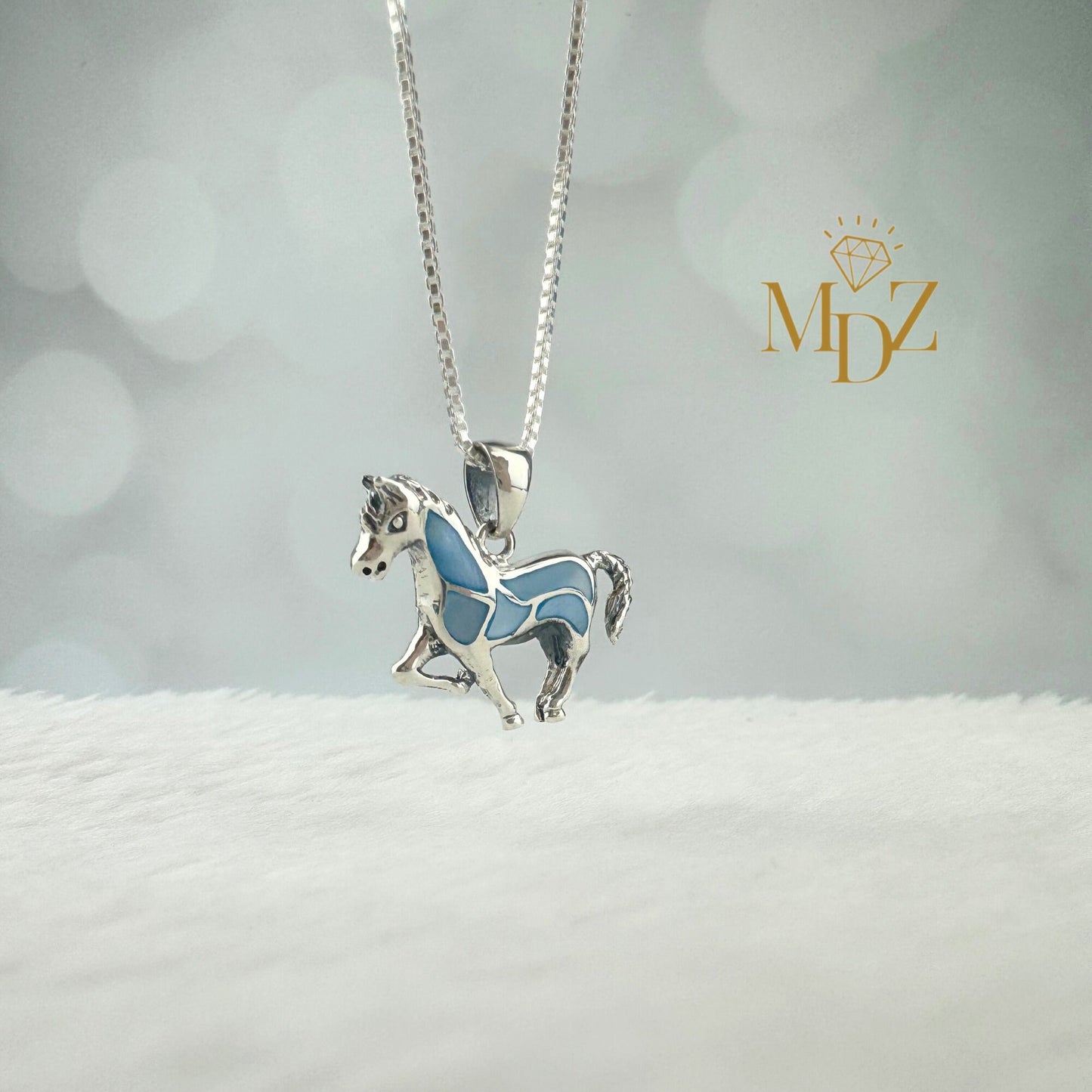 Blue horse necklace