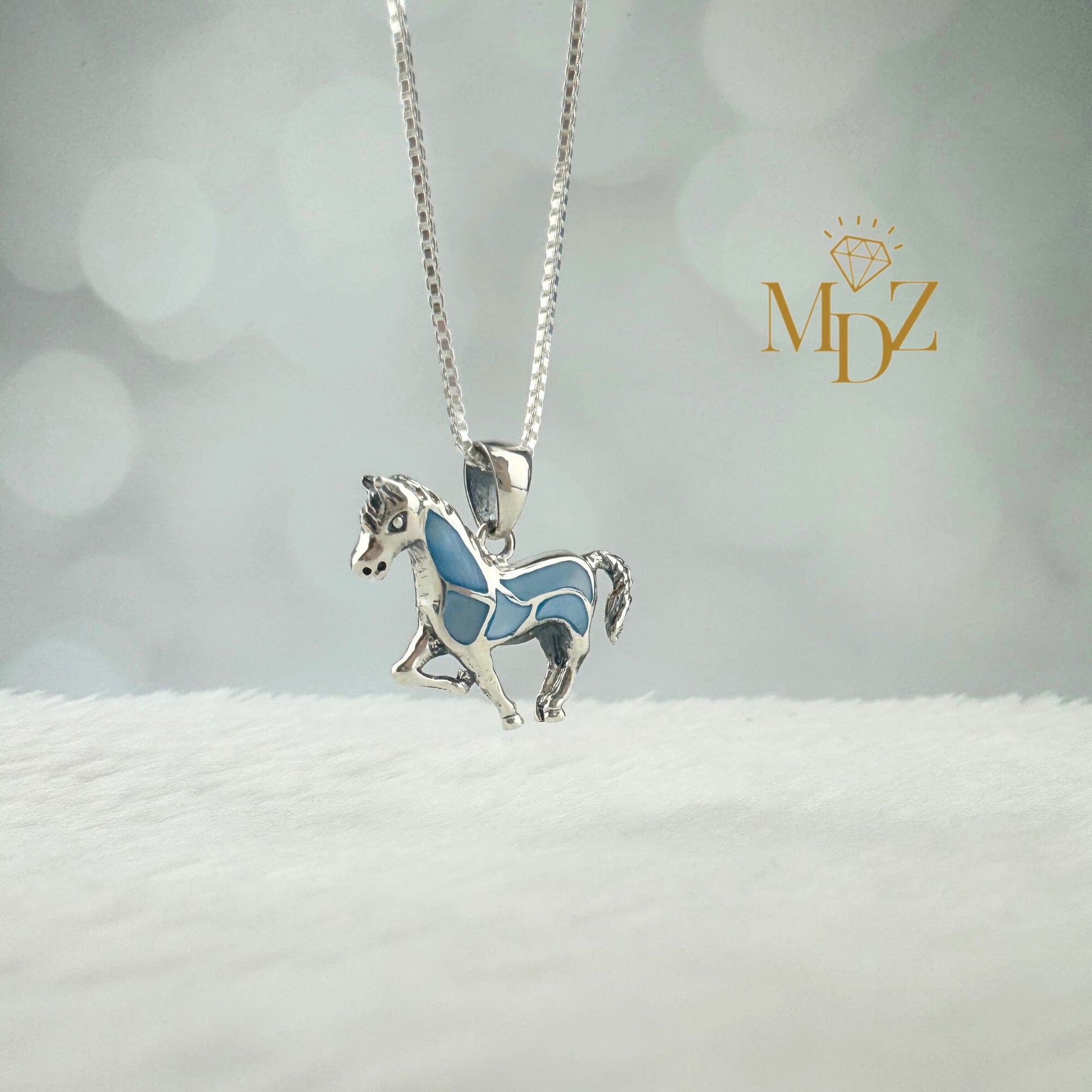 Blue horse necklace