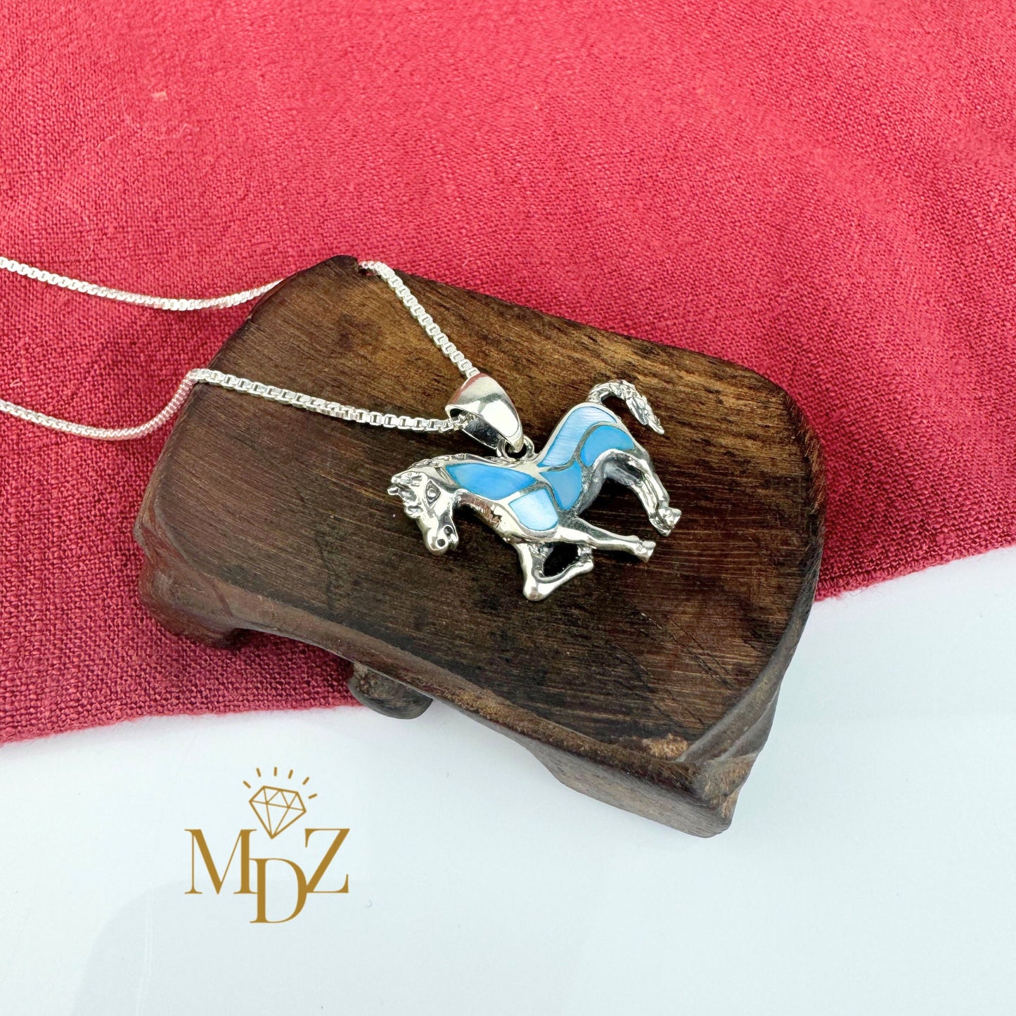 Blue horse necklace