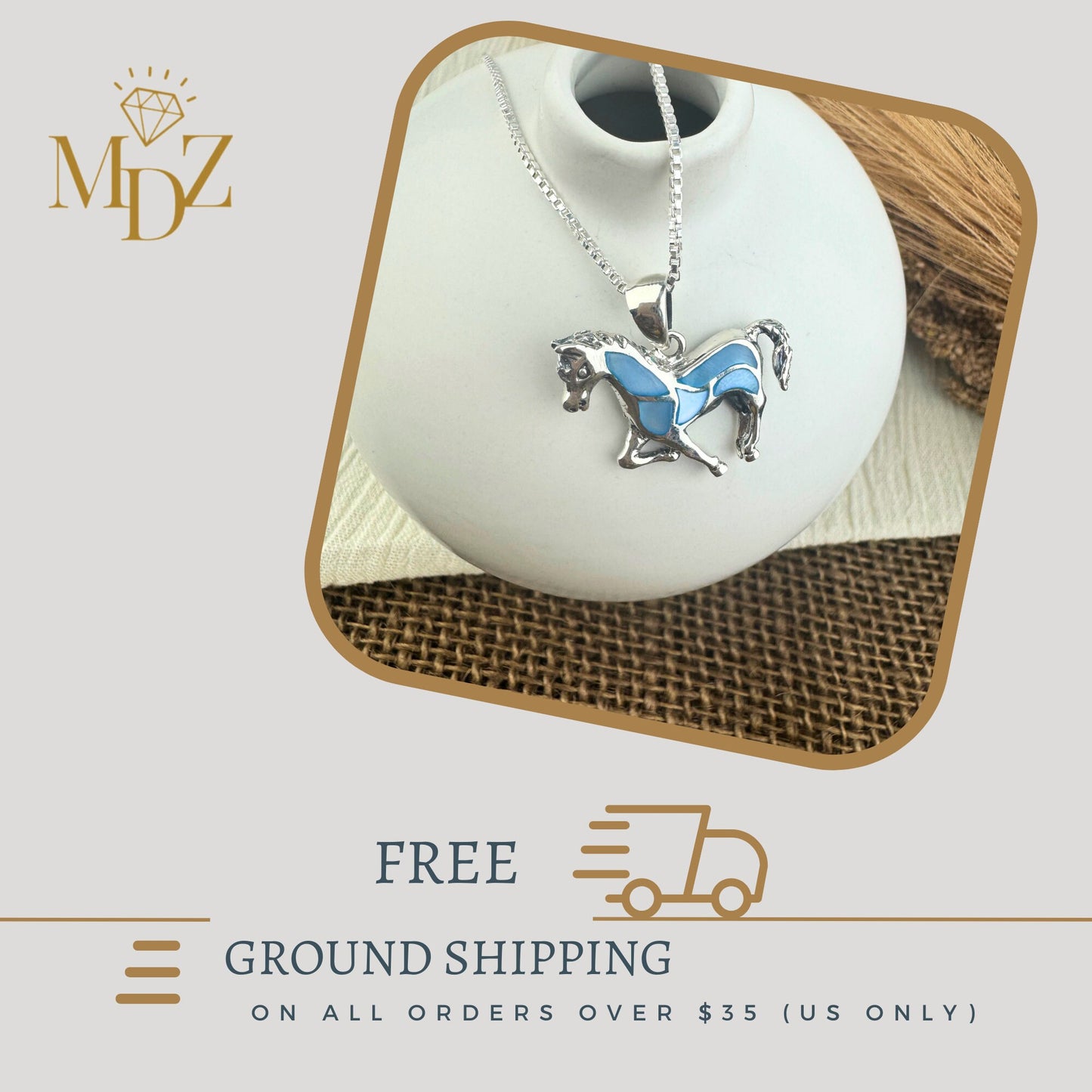 Blue horse necklace