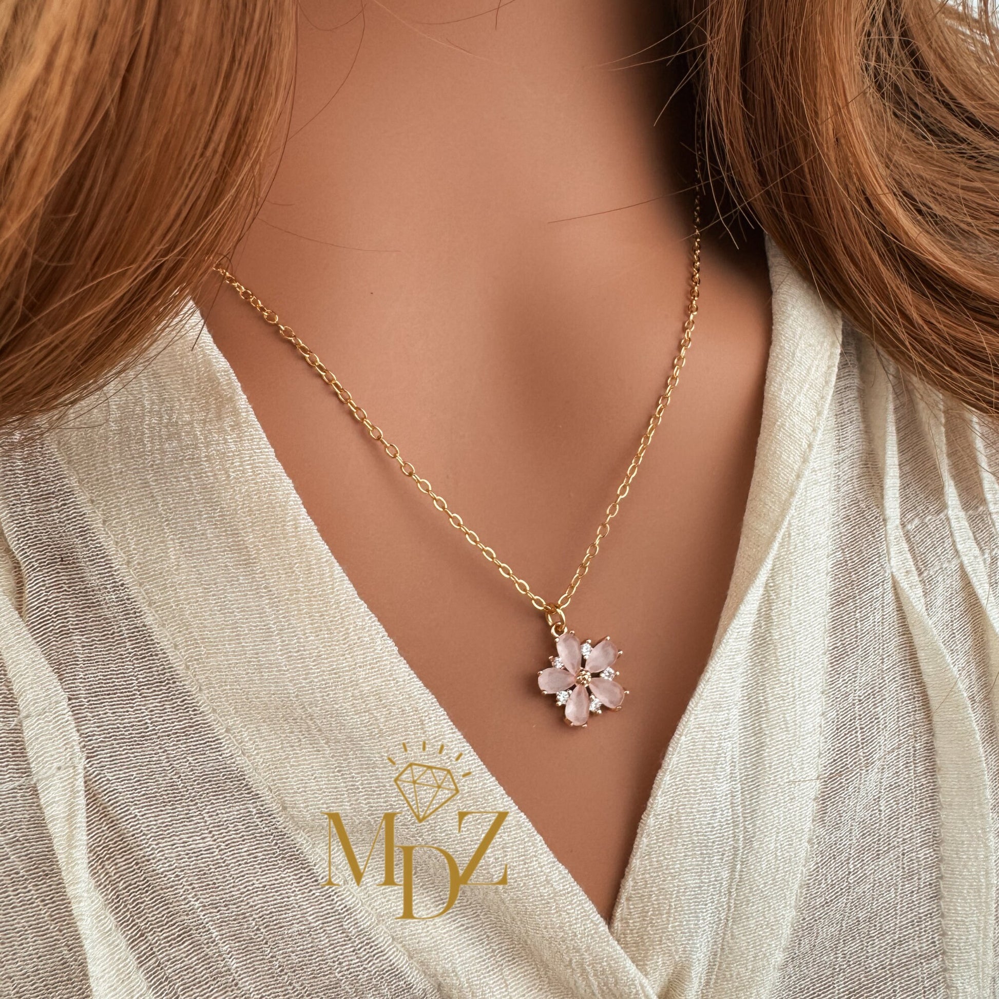 pink flower necklace