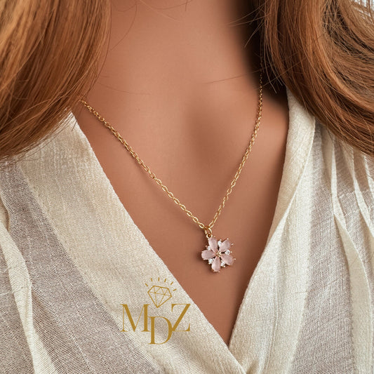 pink flower necklace