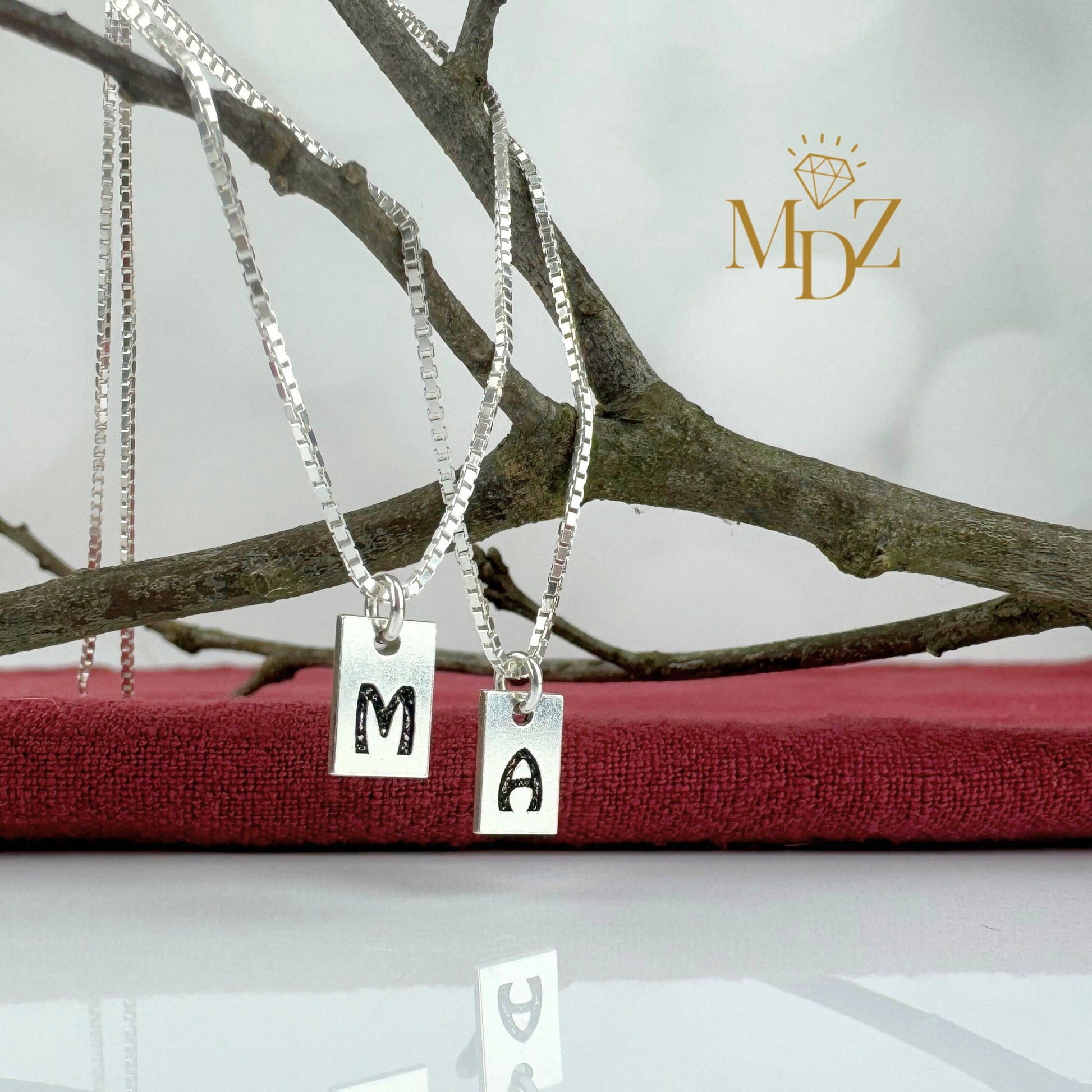 Minimalist Rectangle Initial Necklace