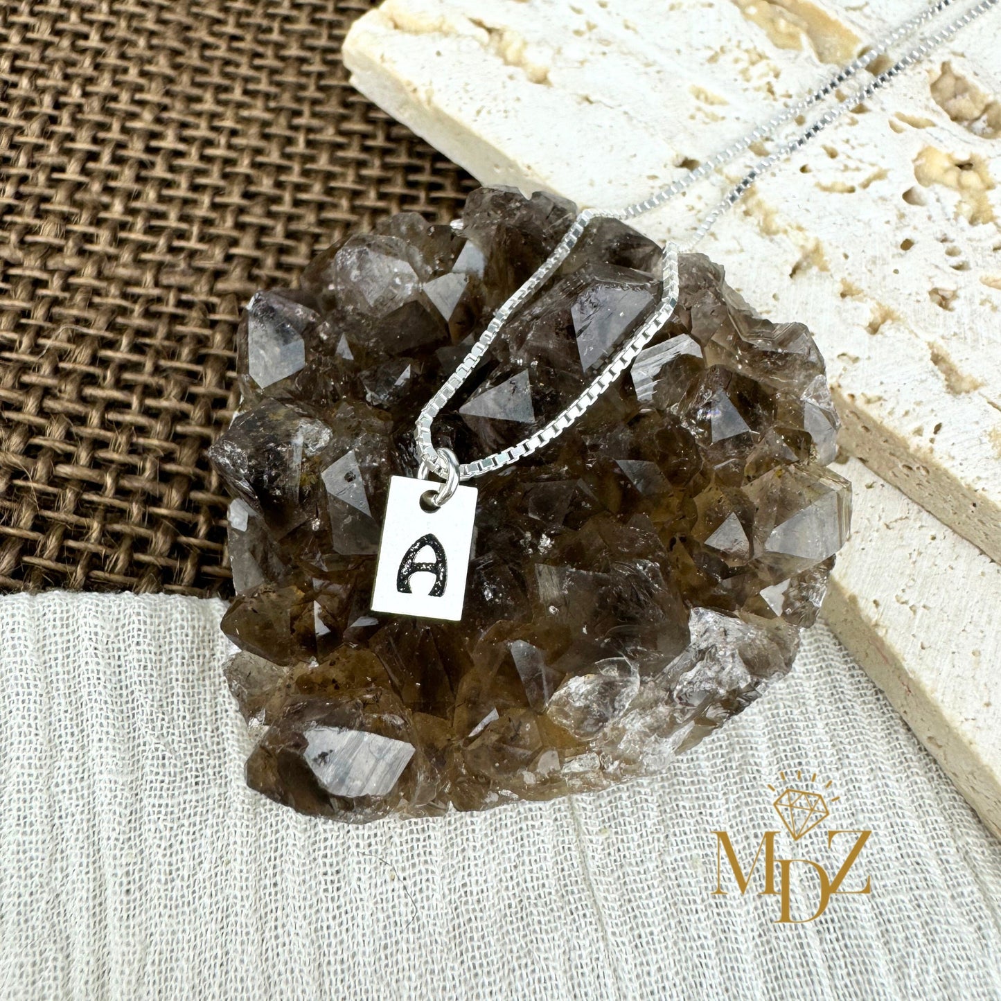 Minimalist Rectangle Initial Necklace