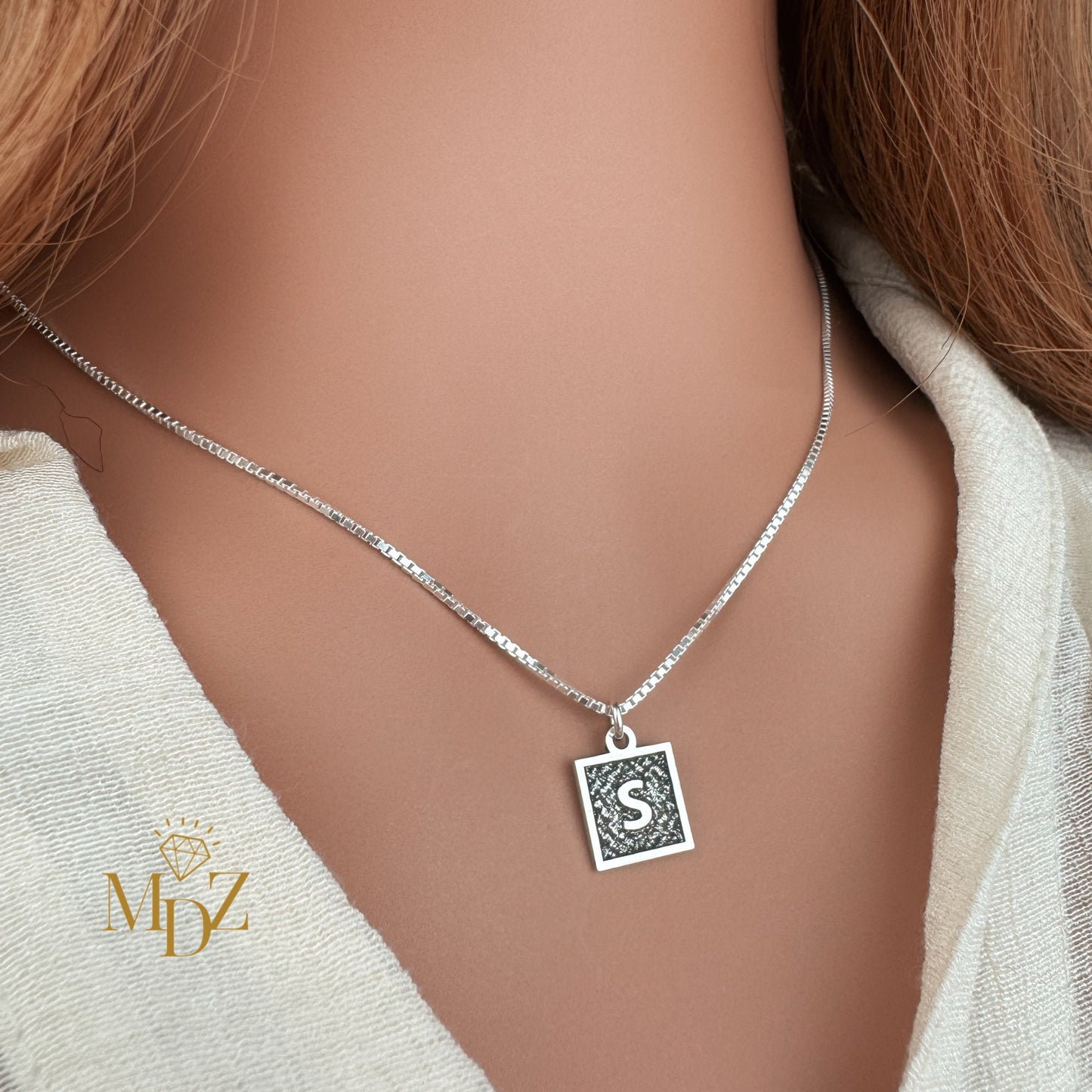 Square Initial Necklace