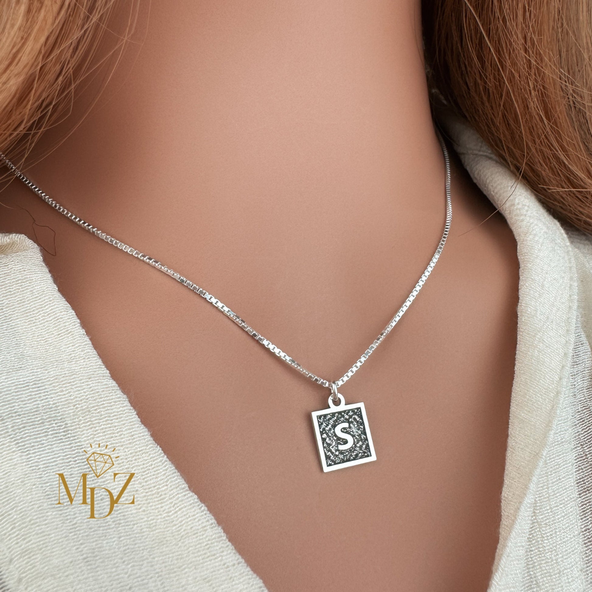 Square Initial Necklace