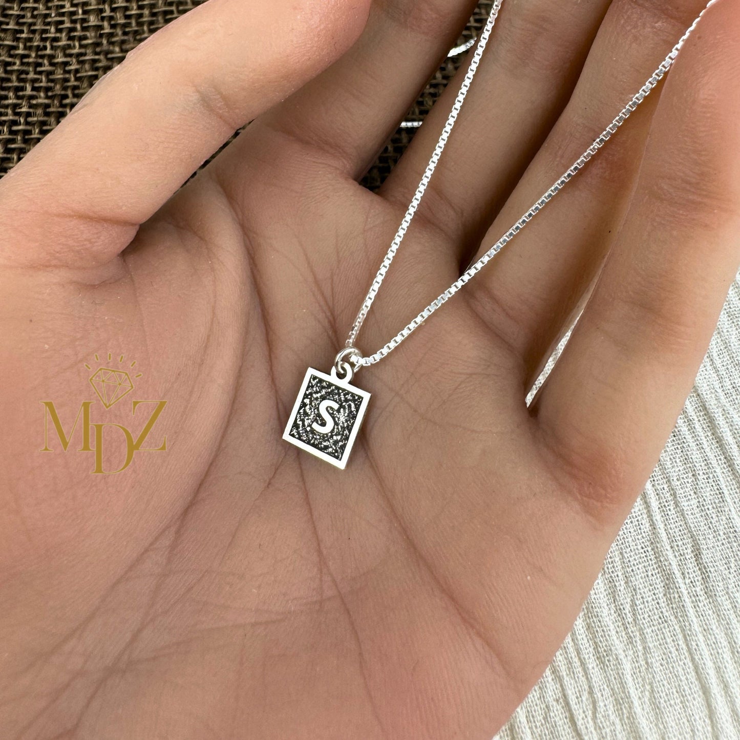 Square Initial Necklace