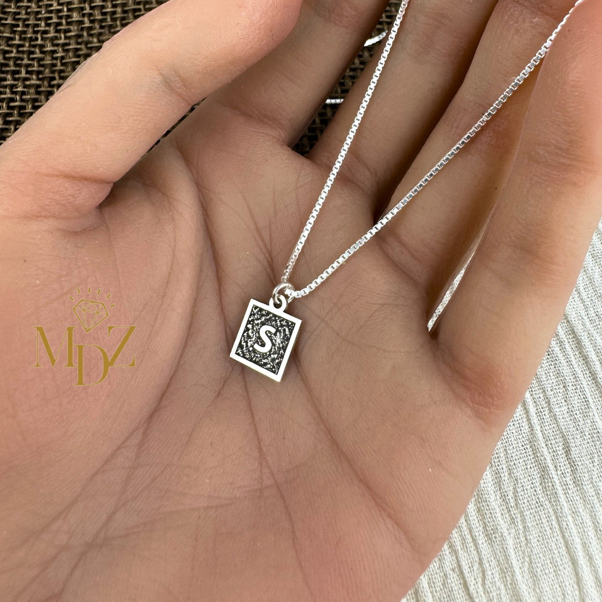Square Initial Necklace