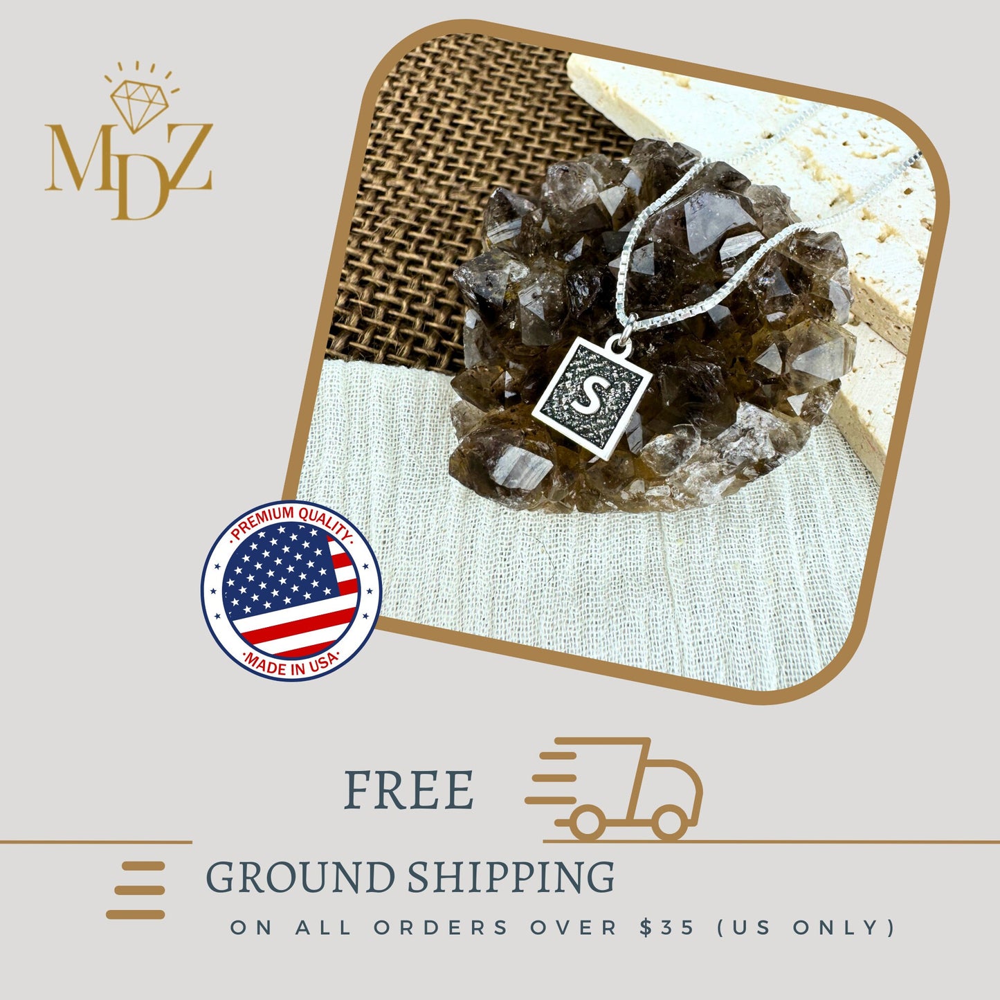 Square Initial Necklace