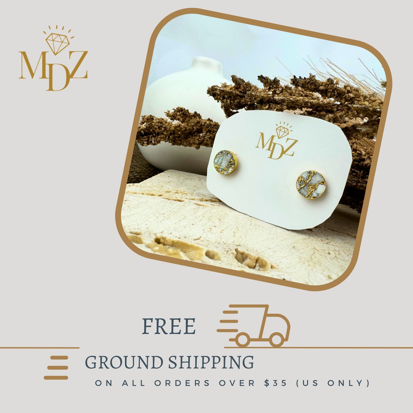 Mojave Turquoise Howlite Stud Earrings