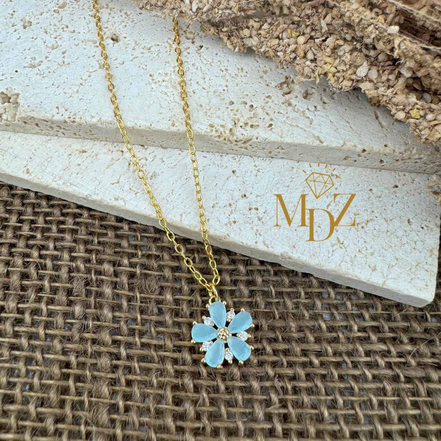 Wedding Aqua Flower Necklace