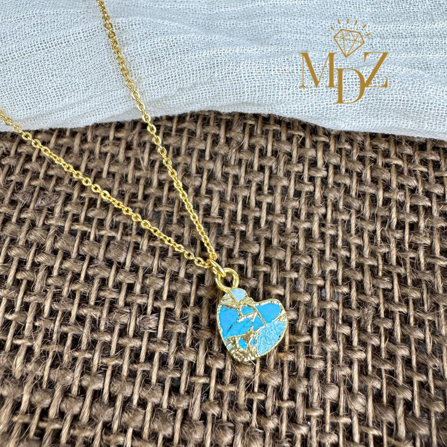 Minimalist Heart Mojave  Turquoise Necklace- Turquoise