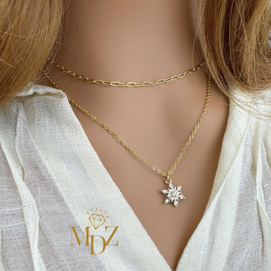 Minimalist Snowflake Layering Necklace