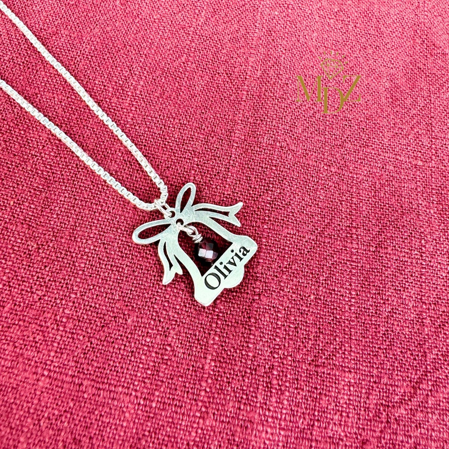 Personalized Christmas Bell Necklace - Sterling Silver