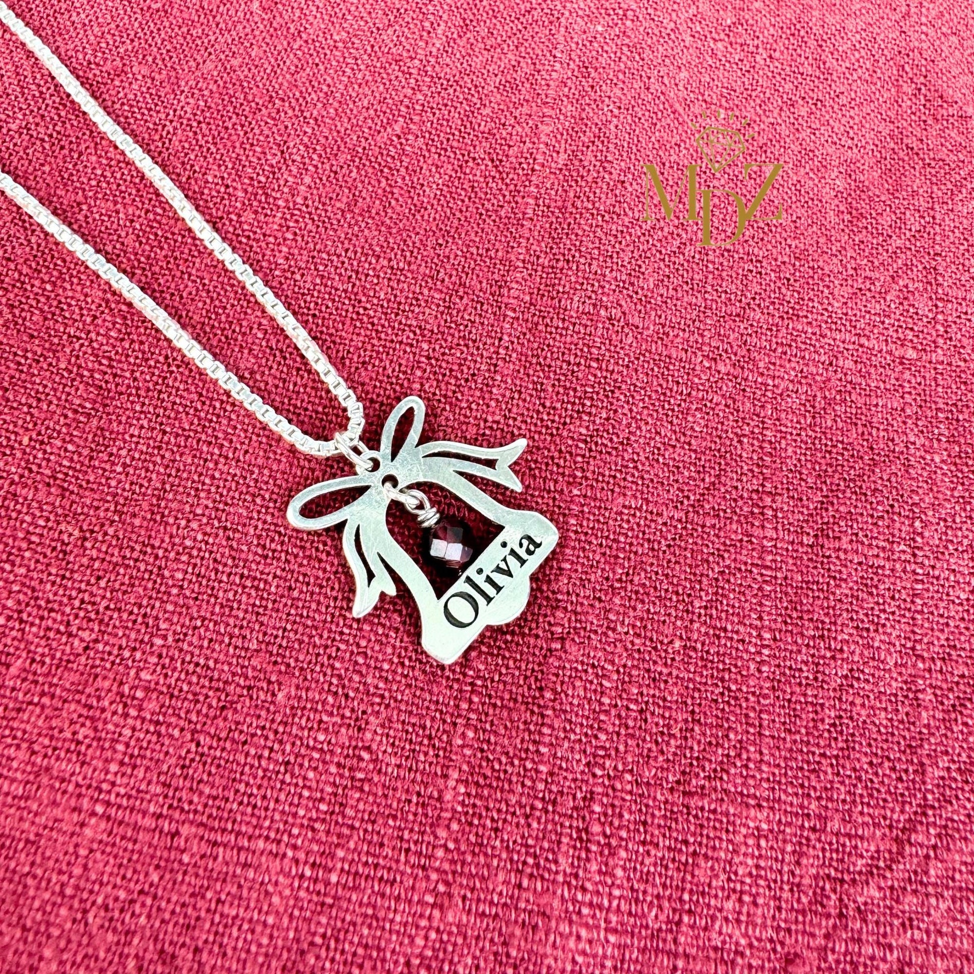 Personalized Christmas Bell Necklace - Sterling Silver