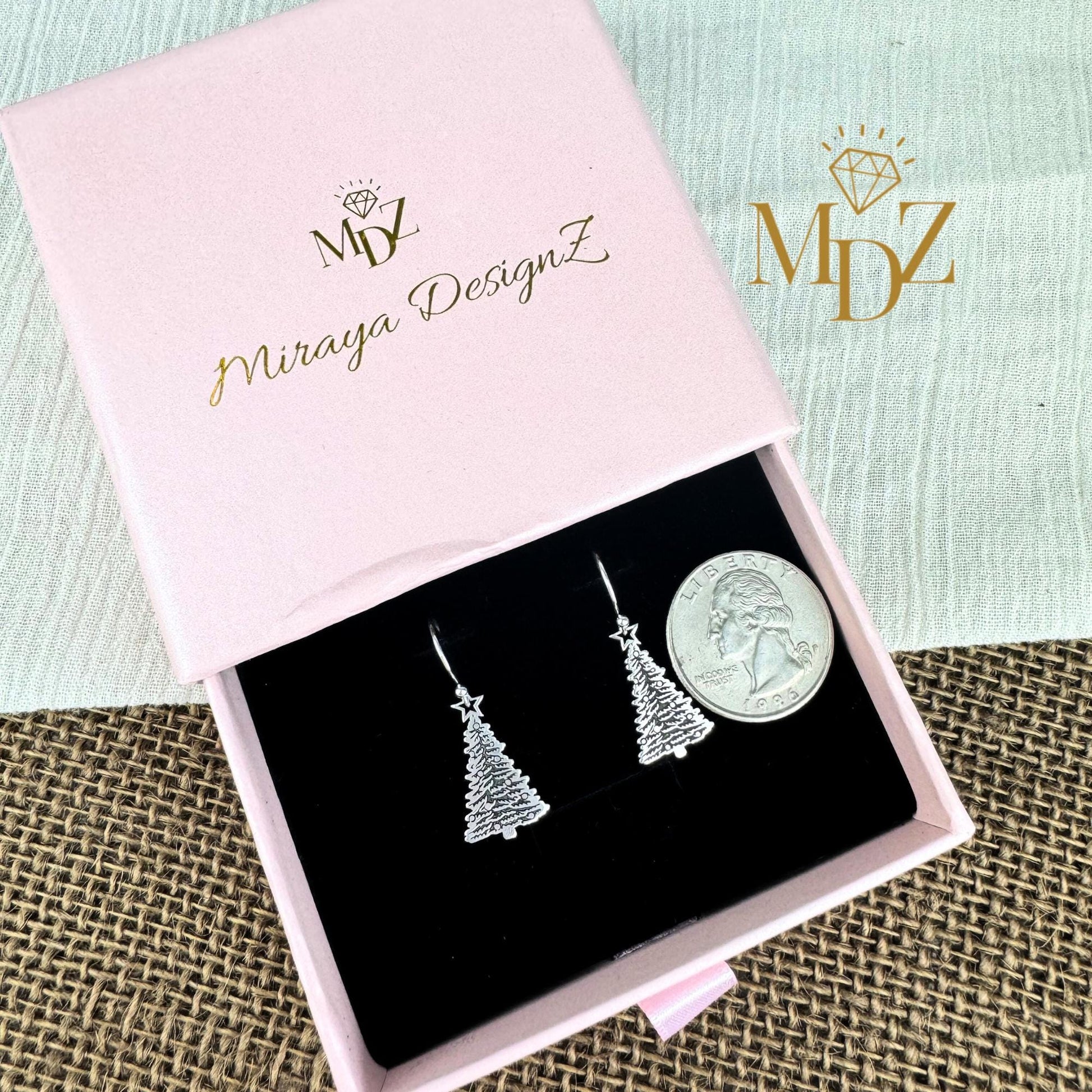 Sterling Silver Christmas Tree Earrings