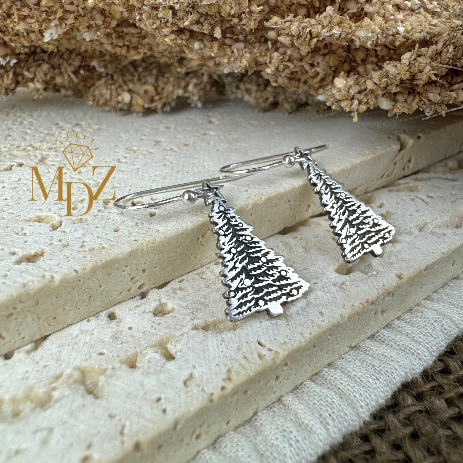 Sterling Silver Christmas Tree Earrings