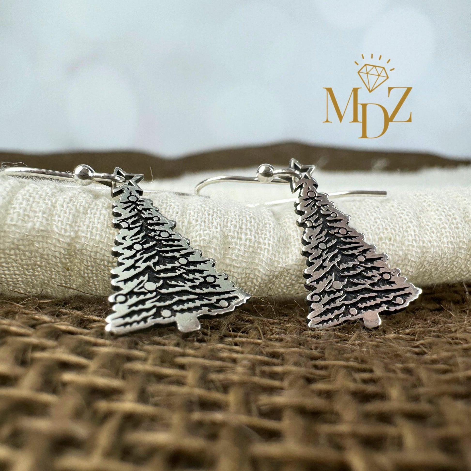 Sterling Silver Christmas Tree Earrings