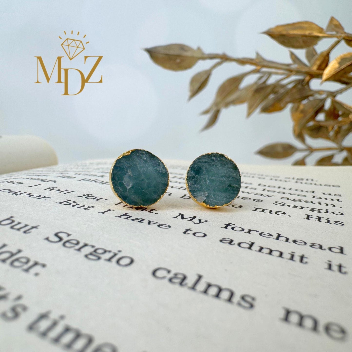 Natural Rough Aquamarine Stud Earrings