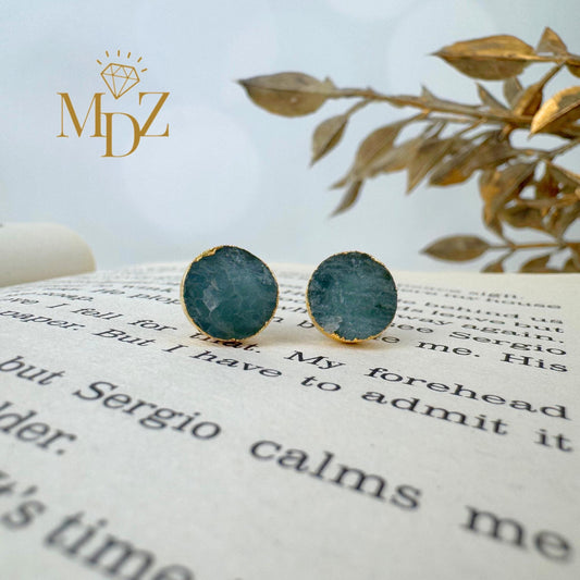 Natural Rough Aquamarine Stud Earrings