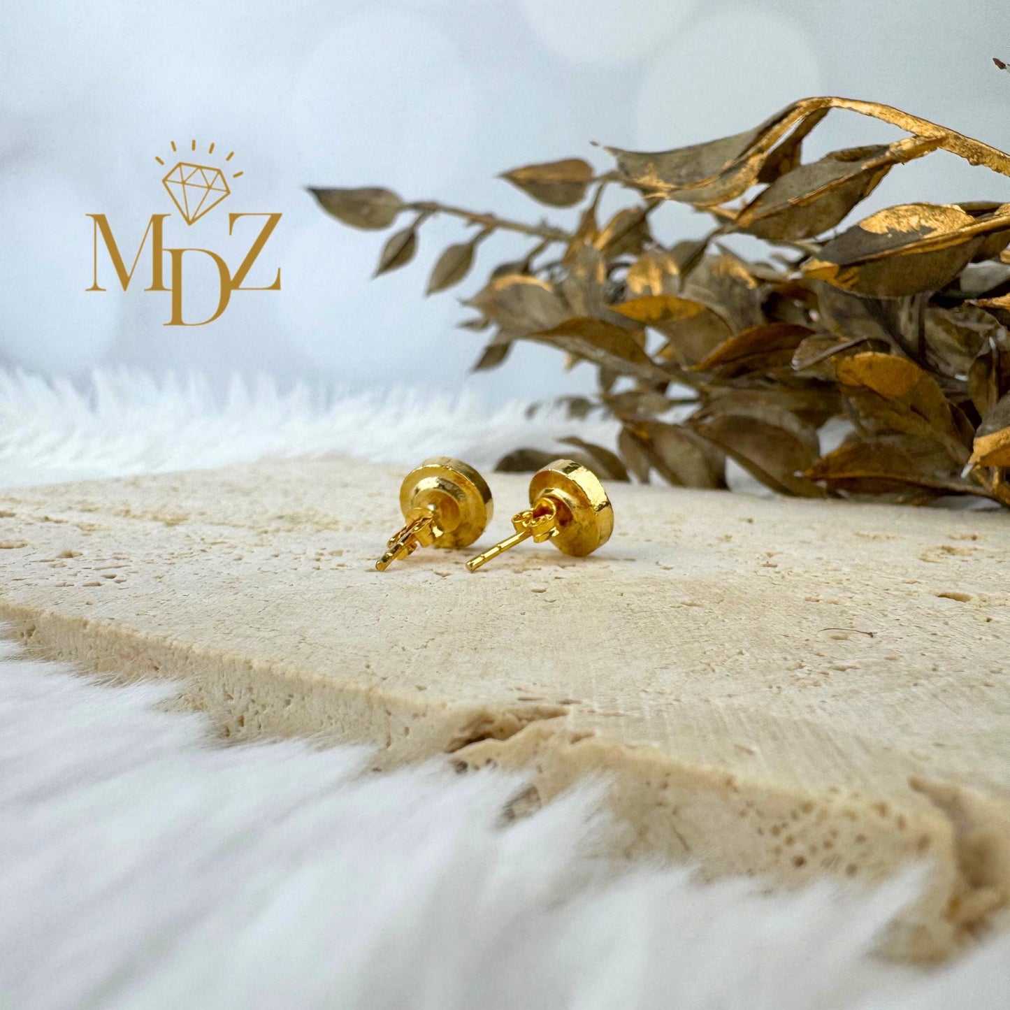 Natural Rough Aquamarine Stud Earrings