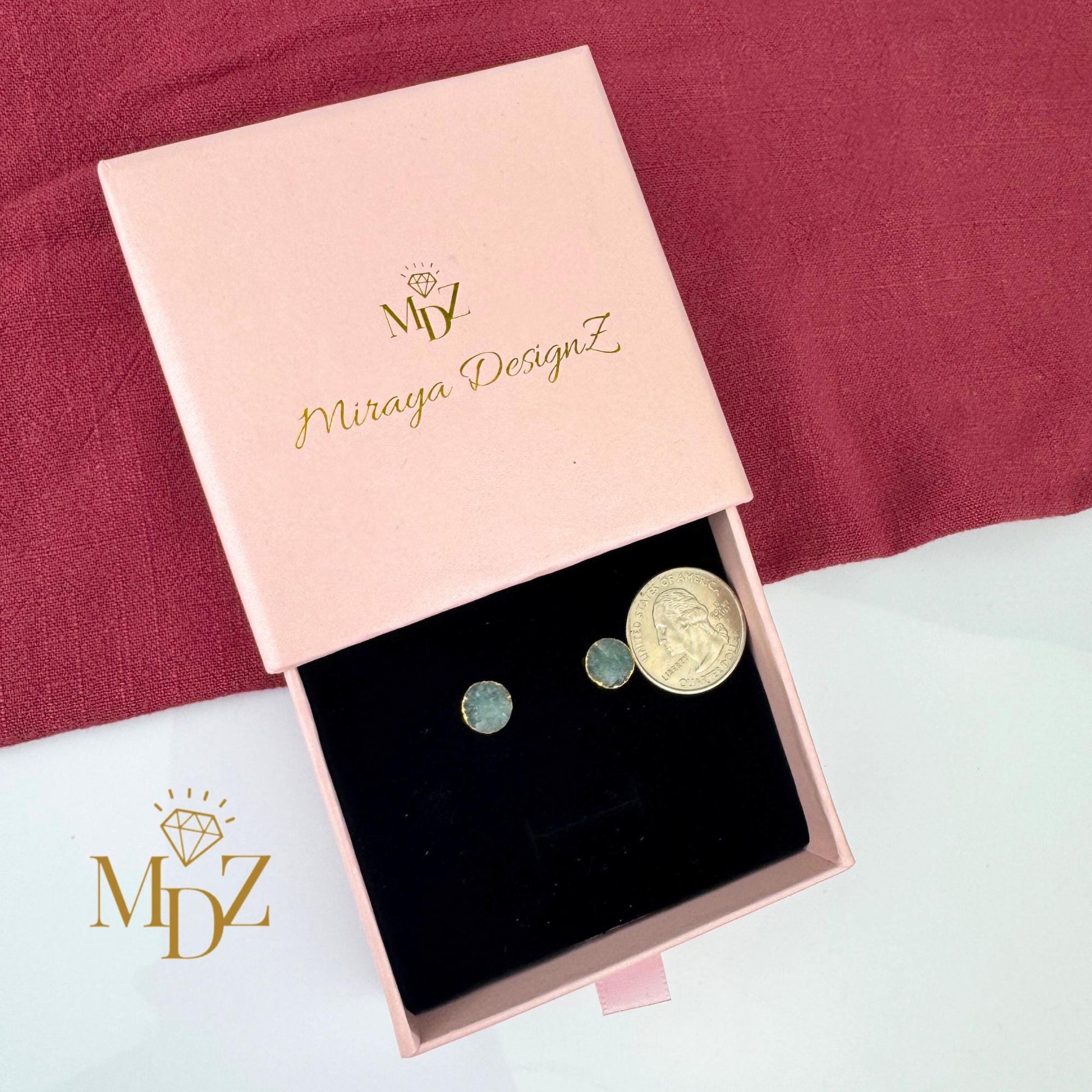 Natural Rough Aquamarine Stud Earrings