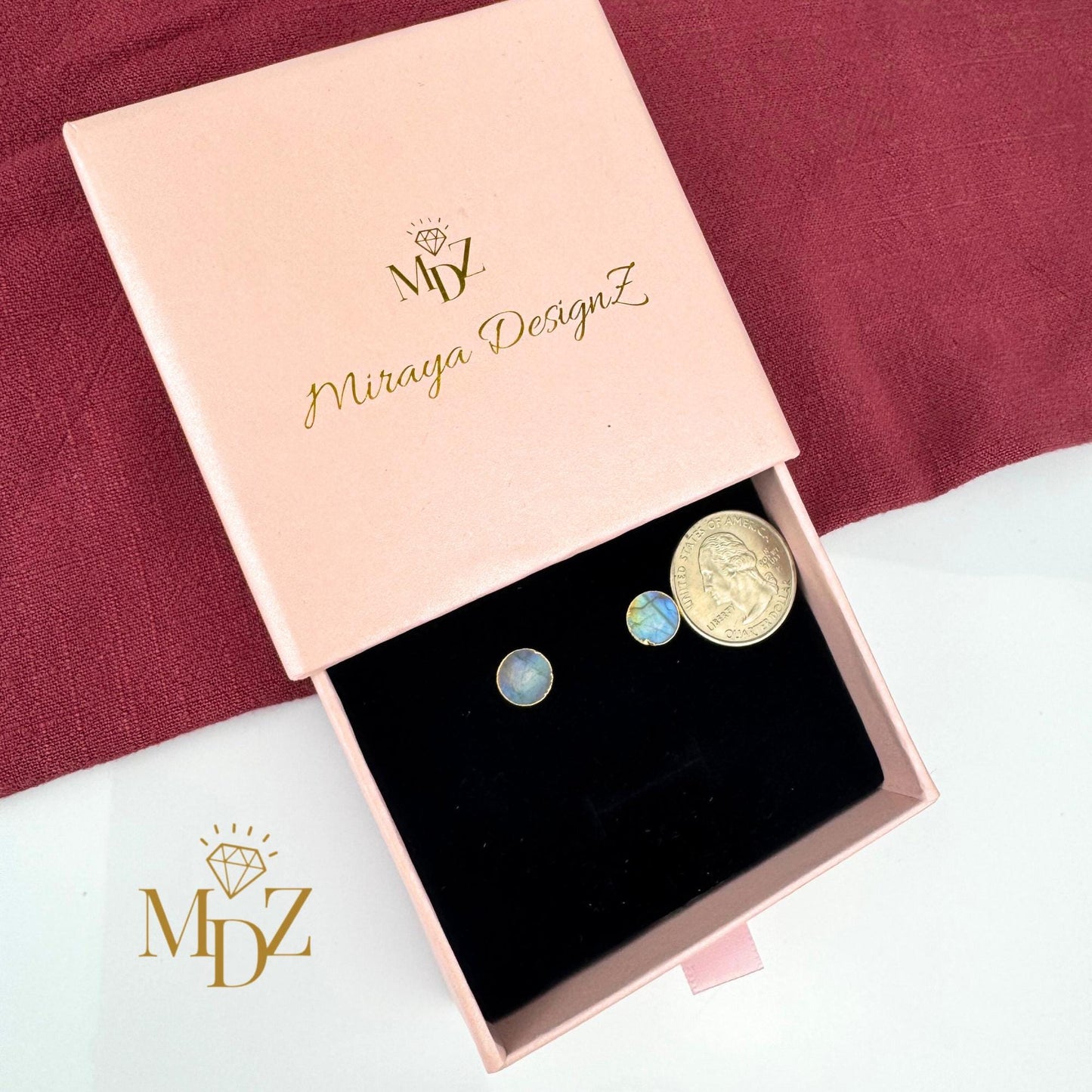 Natural Rainbow Labradorite Stud Earrings