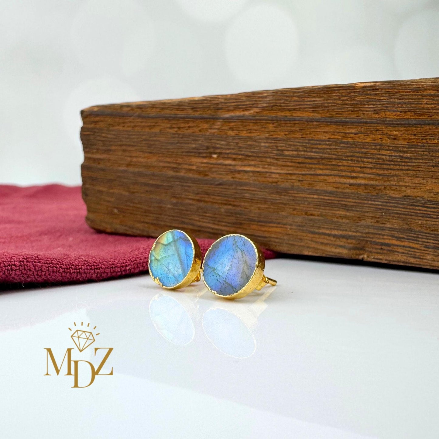 Natural Rainbow Labradorite Stud Earrings