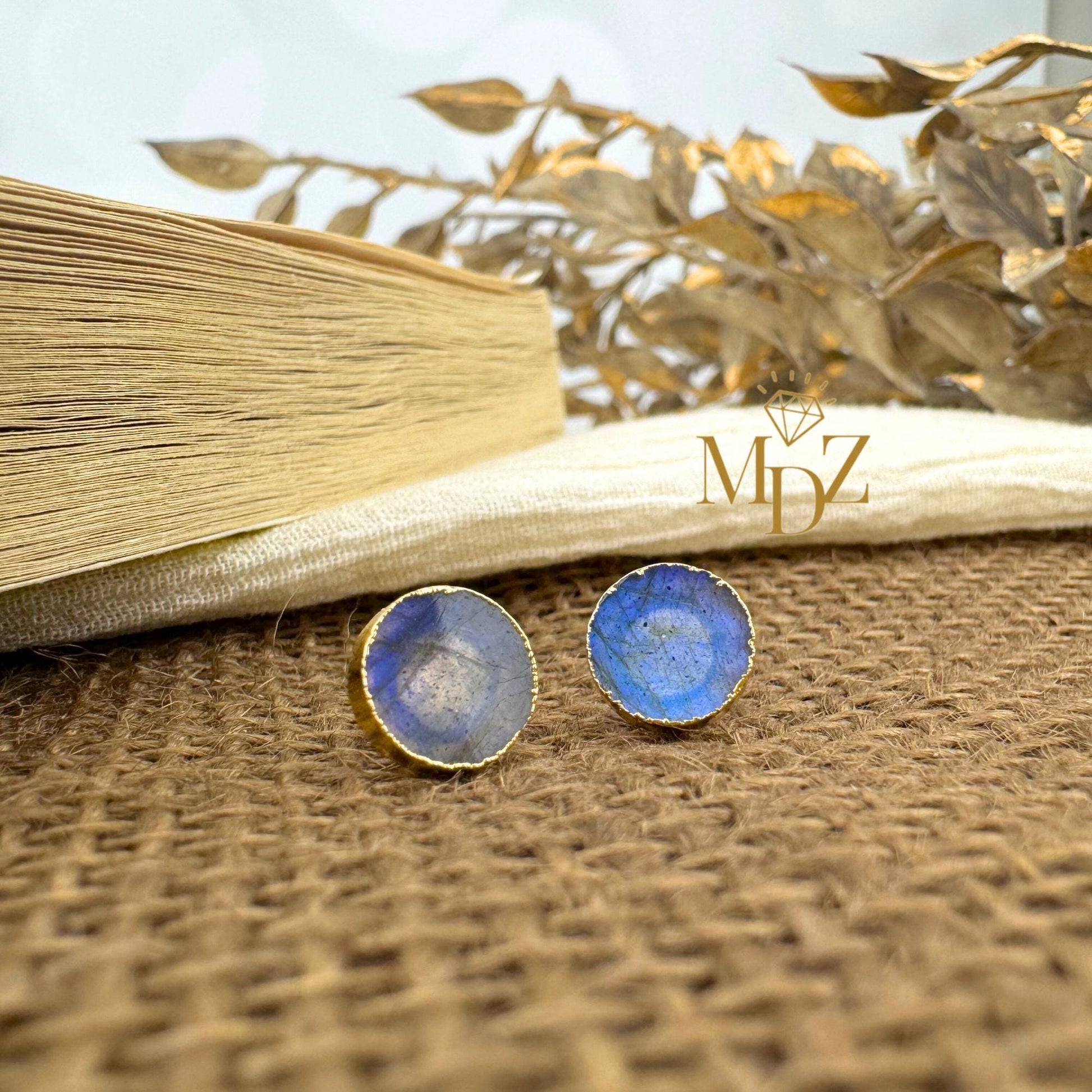 Natural Rainbow Labradorite Stud Earrings