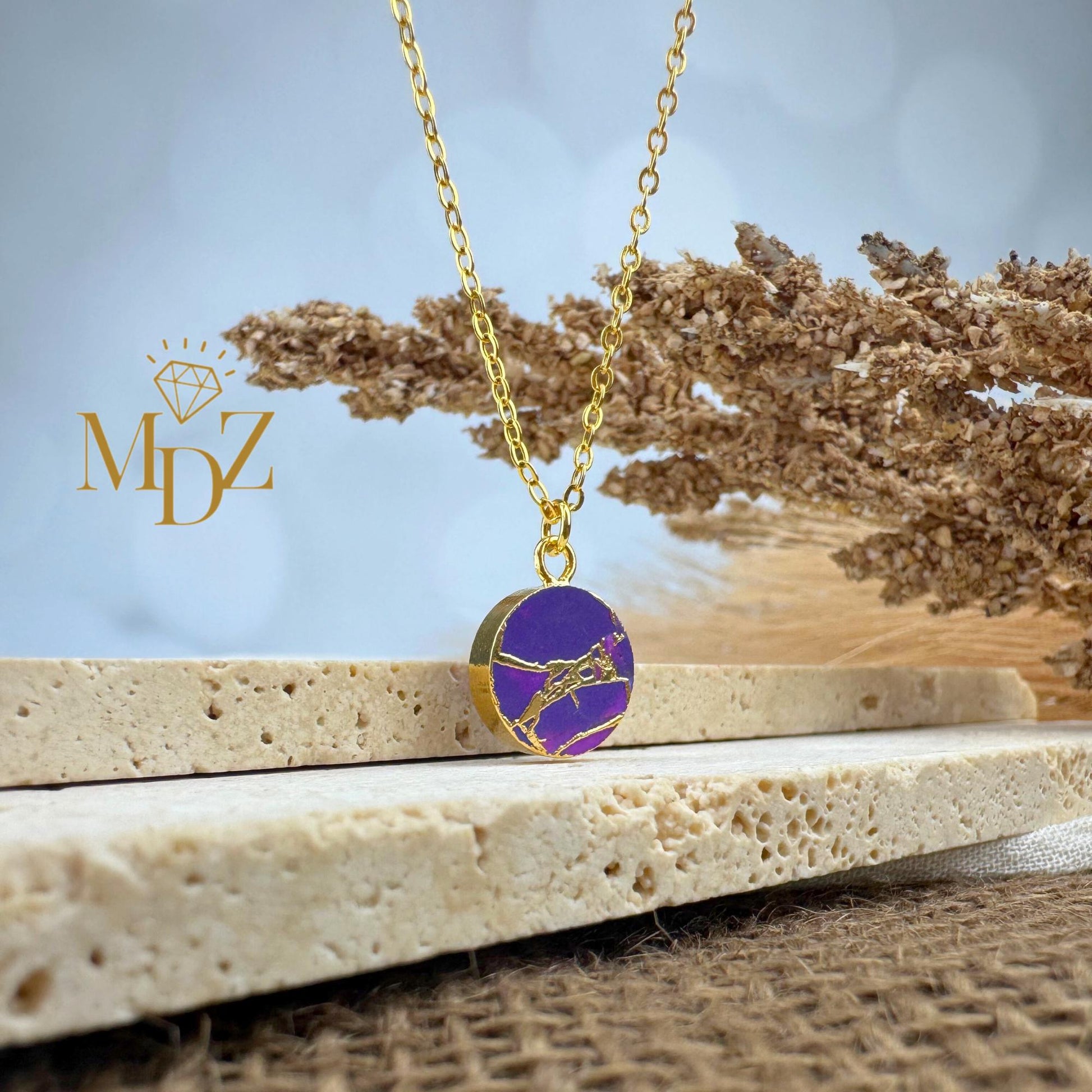 Purple Round Mojave Turquoise Necklace