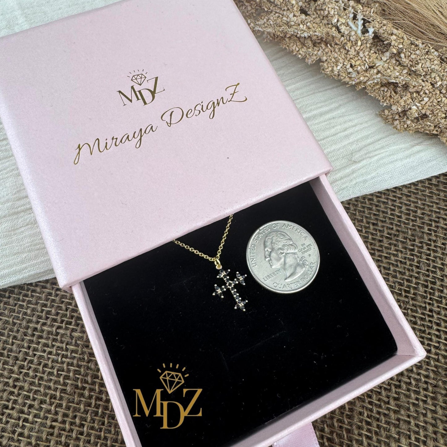 Danity Black CZ Cross Necklace