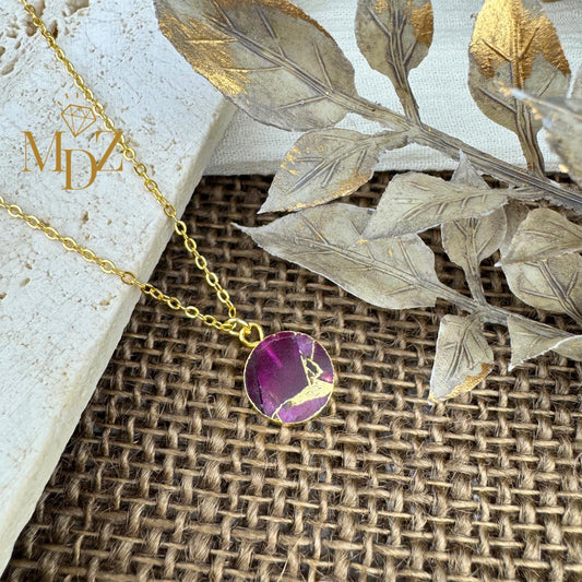 Ruby Red Round Mojave Turquoise Necklace