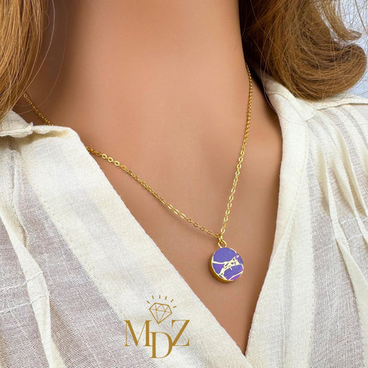 Purple Round Mojave Turquoise Necklace