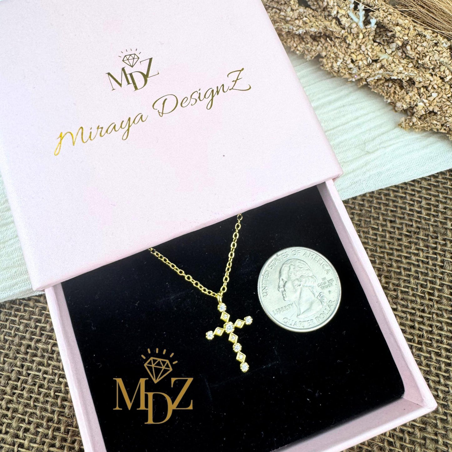 White CZ Cross Necklace
