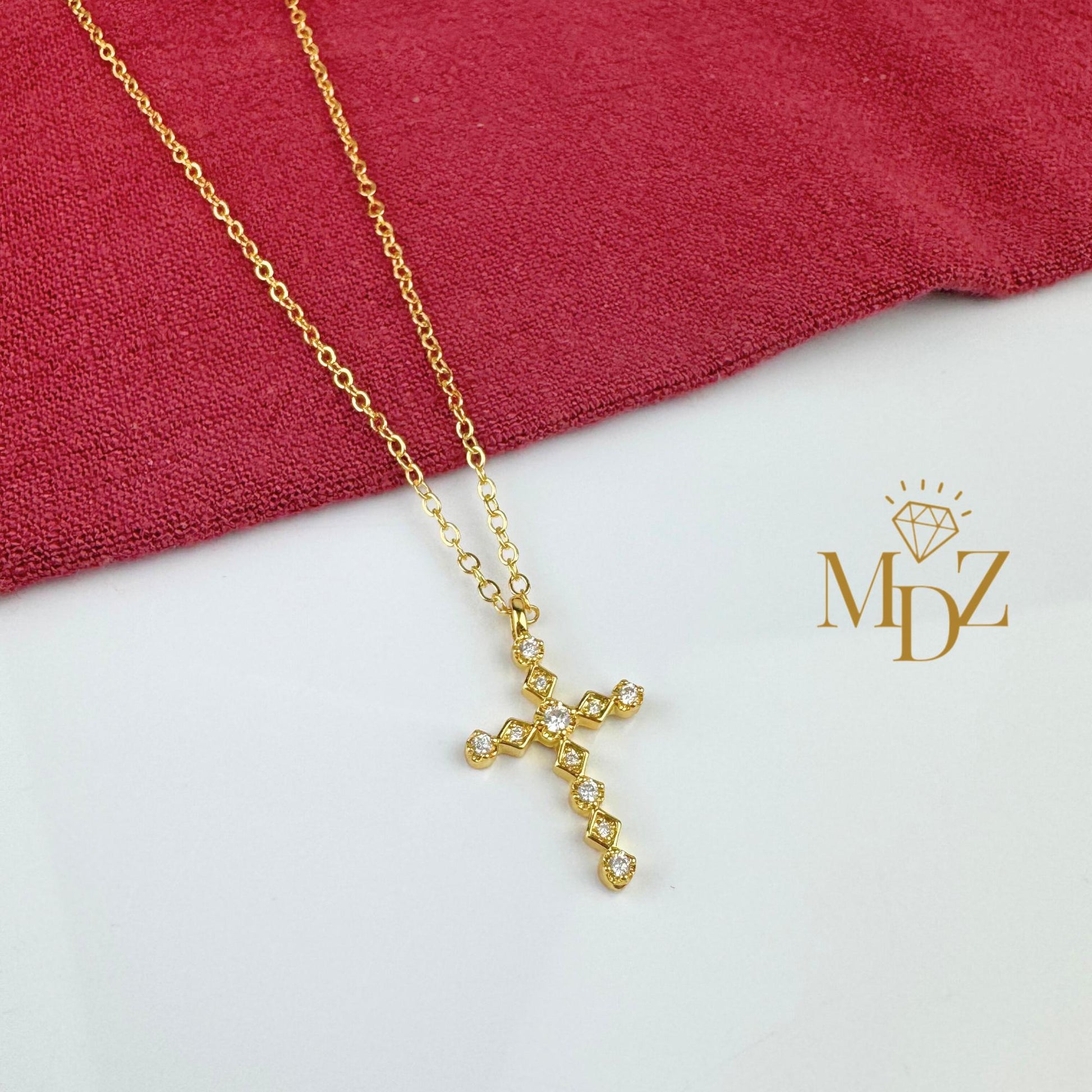 White CZ Cross Necklace