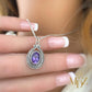 Vintage Oval Sterling Silver Pendant with Amethyst or Garnet