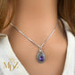 Vintage Oval Sterling Silver Pendant with Amethyst or Garnet