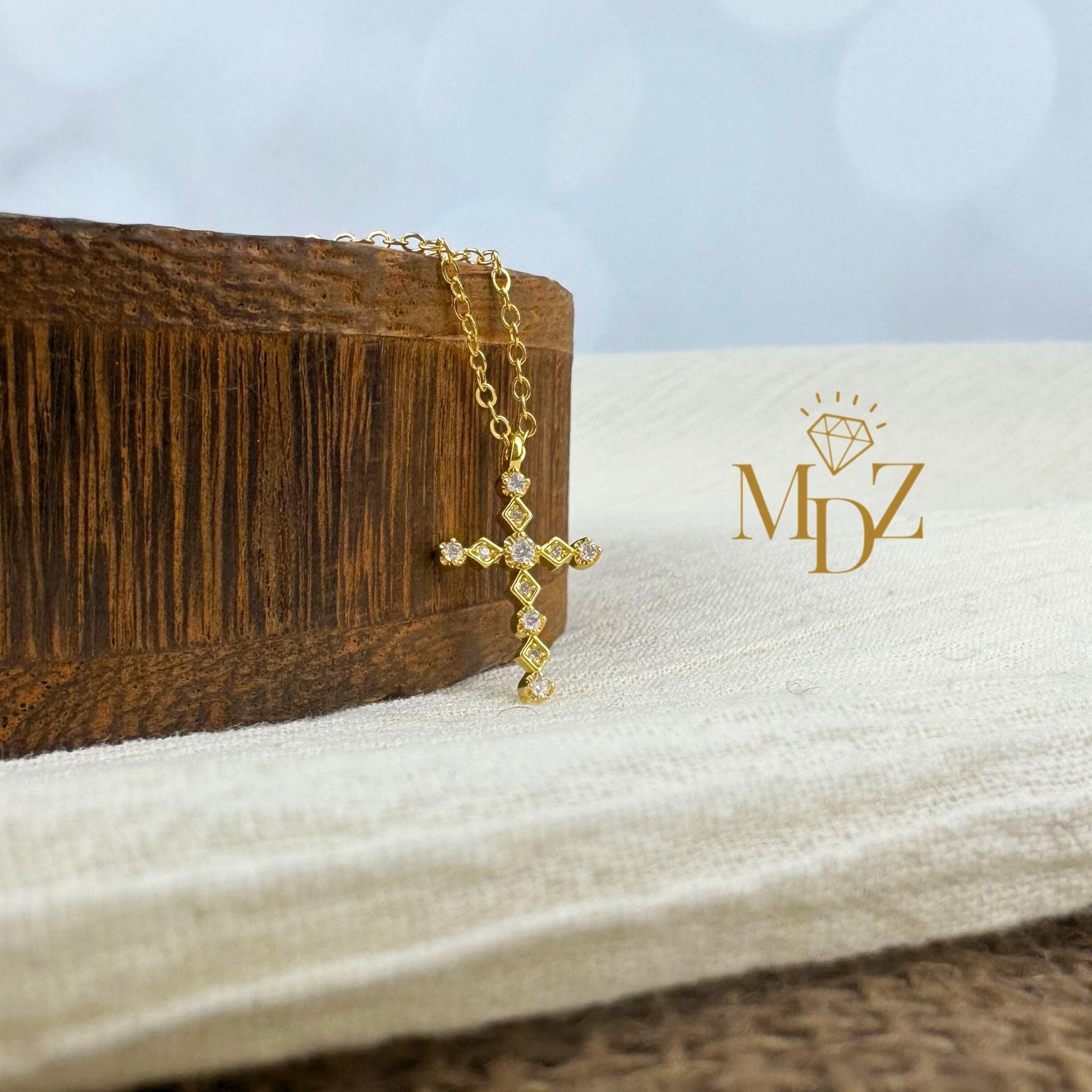 White CZ Cross Necklace