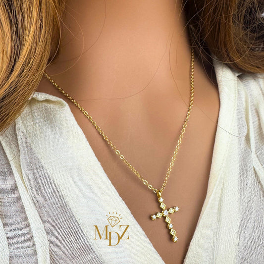 White CZ Cross Necklace