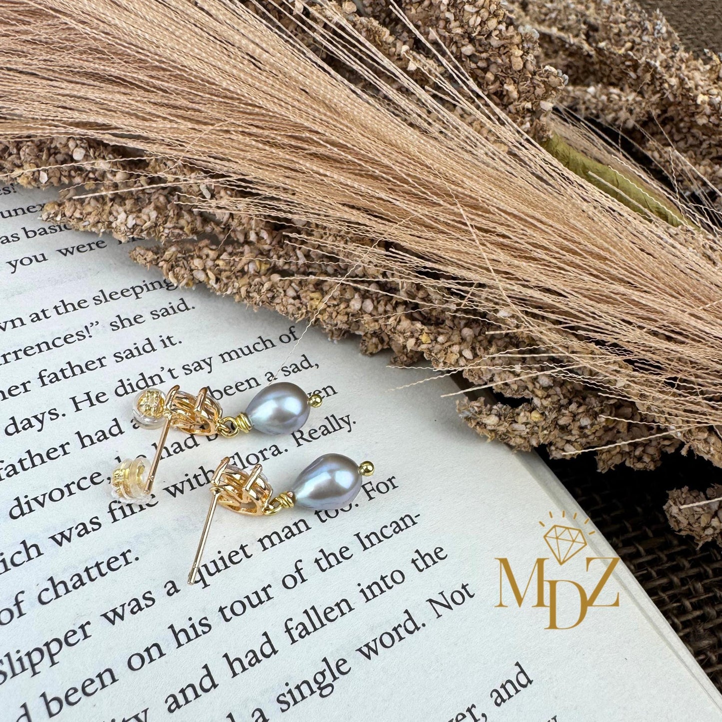 Gold Freshwater Pearl Wedding Earrings