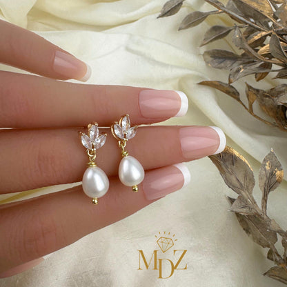 Gold Freshwater Pearl Wedding Earrings