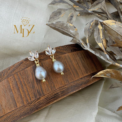 Gold Freshwater Pearl Wedding Earrings